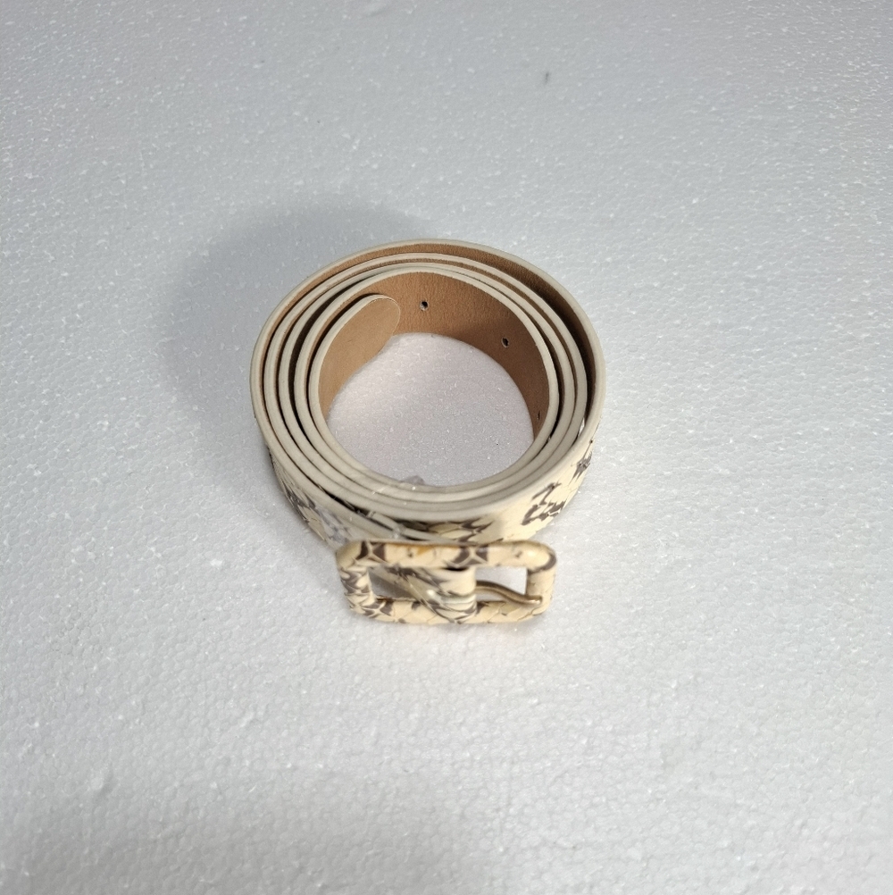 J. Crew Cream Snake-Print Leather Women's Belt Size S - Picture 2 of 11